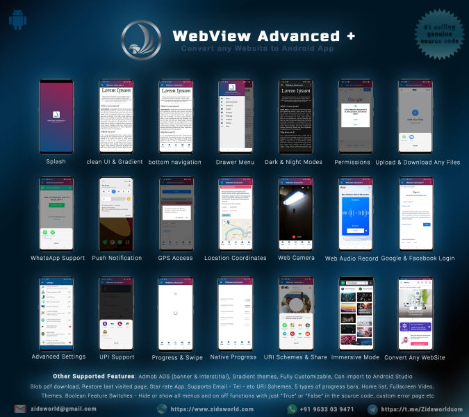 android webview app source code convert website to app